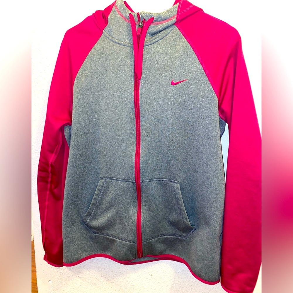 Nike dryfit pink and grey full-zip hoodie comfy sportswear / loungewear